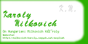 karoly milkovich business card